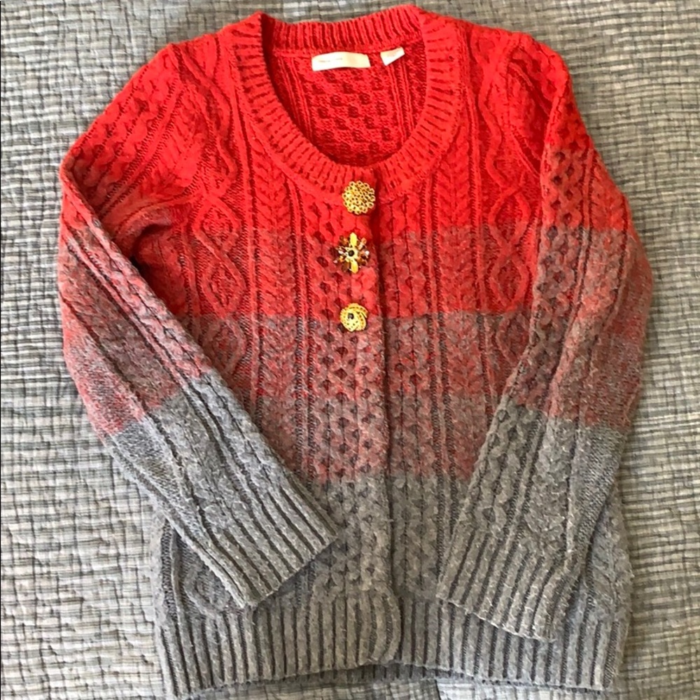 Anthropologie Red Ombré Cardigan